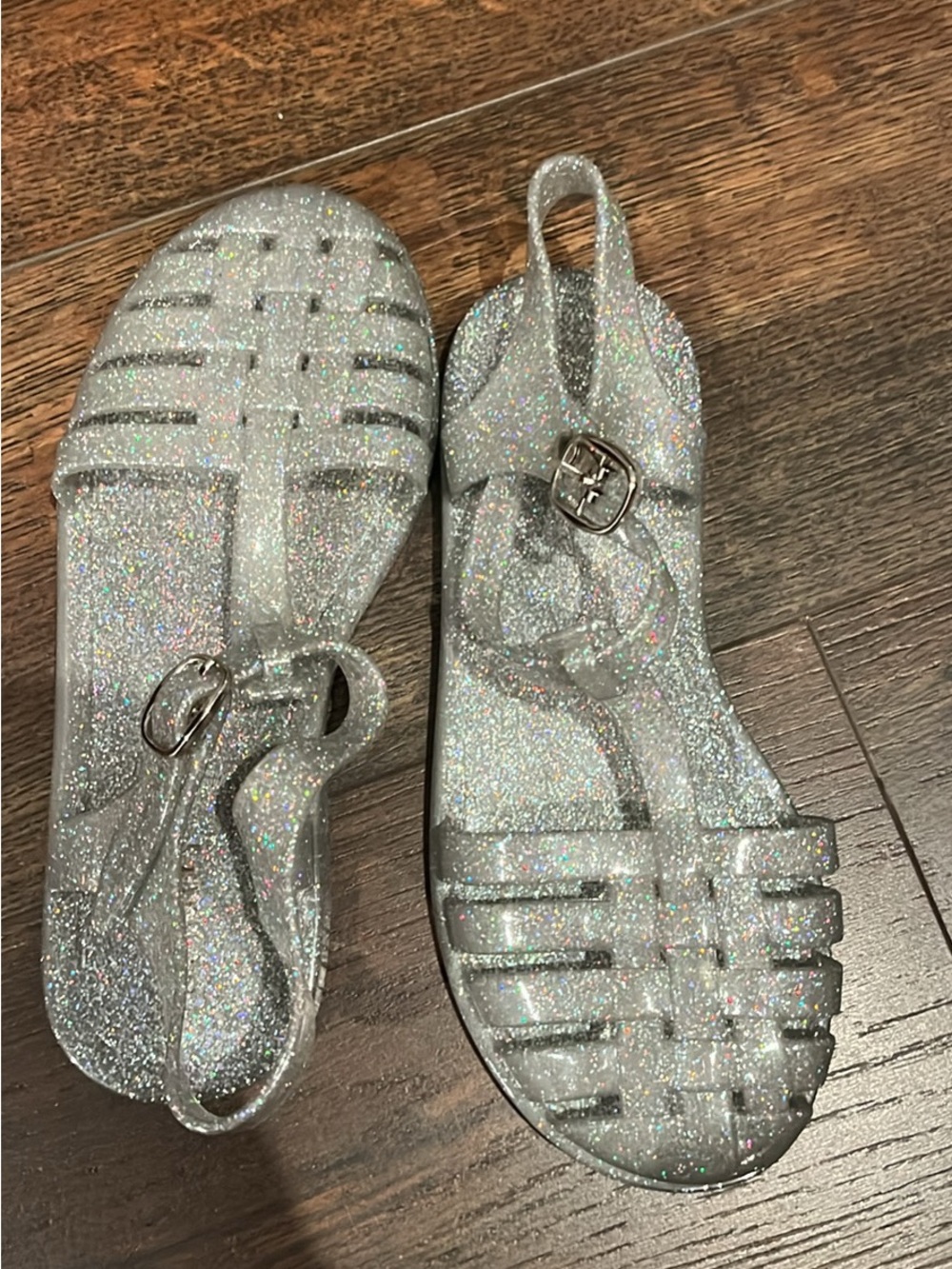 Old Navy Silver Glitter Jelly Sandals